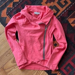 Synergy Organic clothing side zip moto jacket - cotton orange / pink top sweater